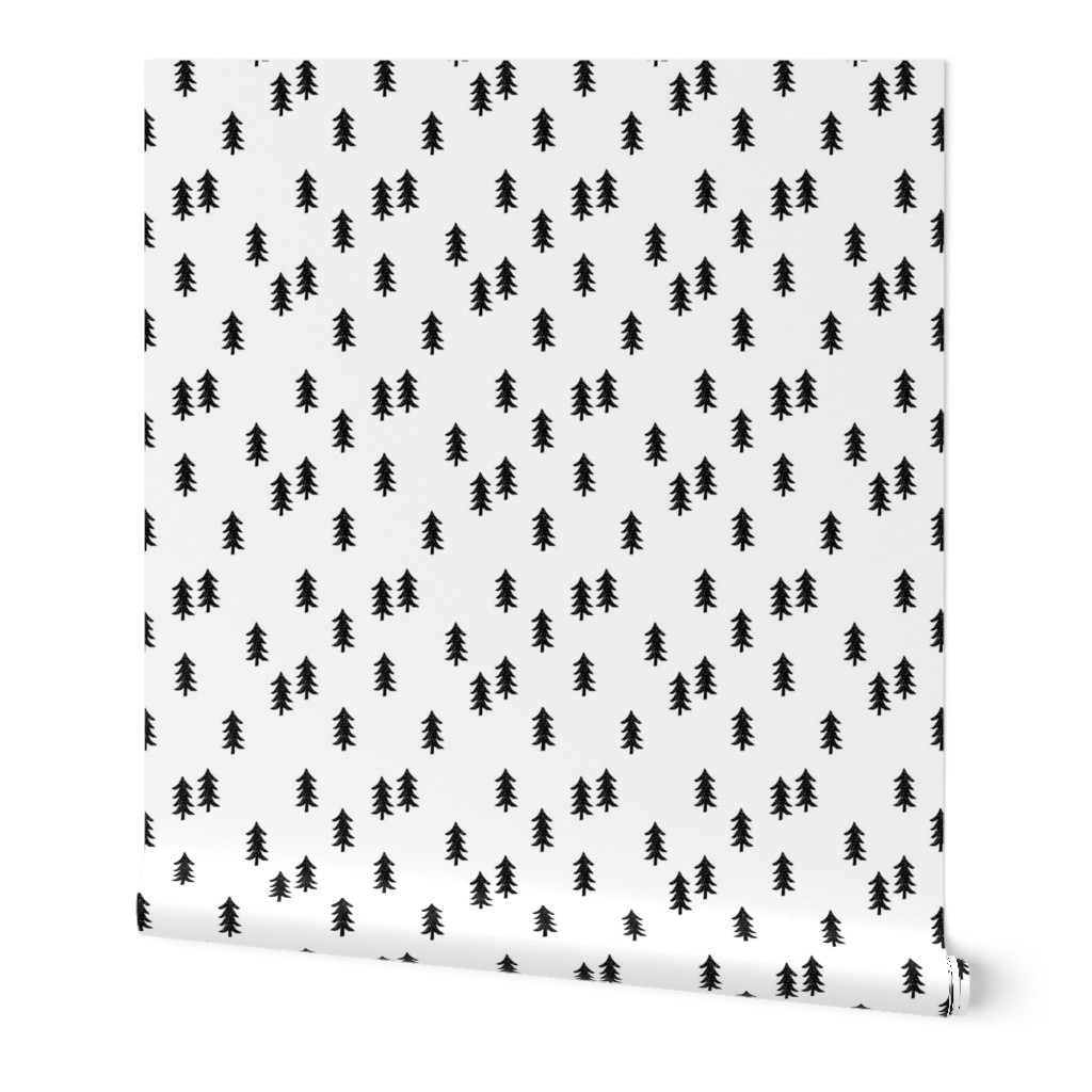 tree // minimal outdoors camping woodland nature forest basic nursery tree fabric black and white