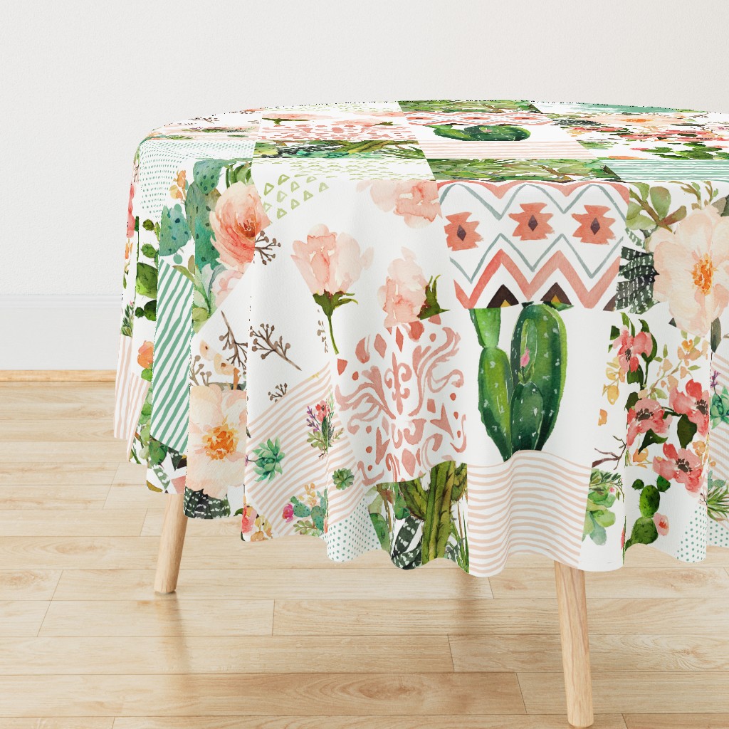 Boho Western Floral Cheater Quilt / Whole cloth