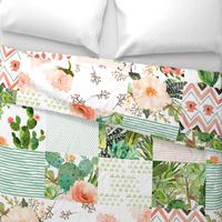 Boho Western Floral Cheater Quilt / Whole cloth