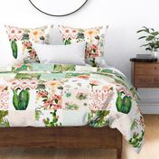 Boho Western Floral Cheater Quilt / Whole cloth