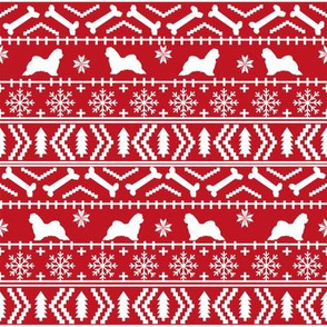 maltese fair isle silhouette christmas fabric pattern red