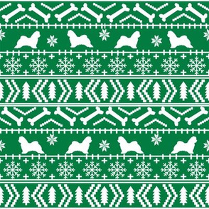 maltese fair isle silhouette christmas fabric pattern green