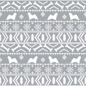 maltese fair isle silhouette christmas fabric pattern grey