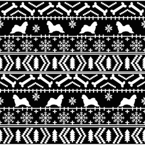maltese fair isle silhouette christmas fabric pattern black 