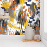 Abstract Digital Painting in Yellows, Oranges, and Navy