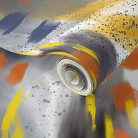 Abstract Digital Painting in Yellows, Oranges, and Navy