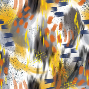 Abstract Digital Painting in Yellows, Oranges, and Navy