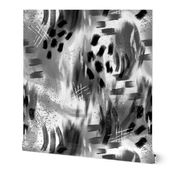 Abstract Digital Painting in Black and White