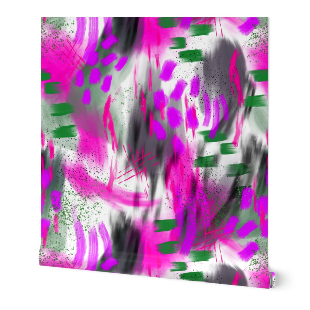 Abstract Digital Painting in Magenta and Green