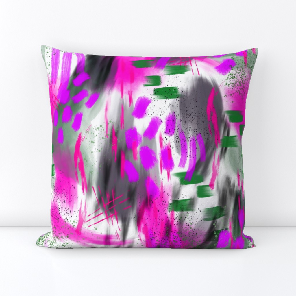 Abstract Digital Painting in Magenta and Green