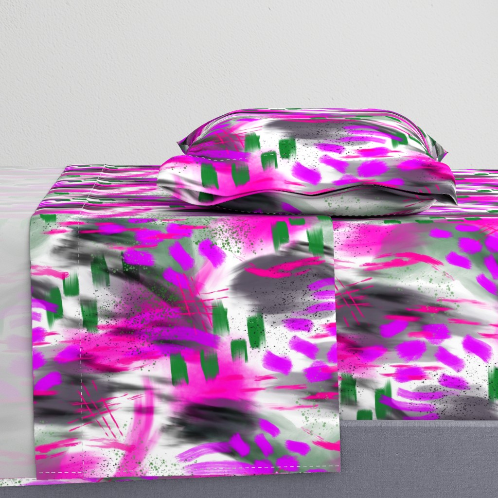 Abstract Digital Painting in Magenta and Green