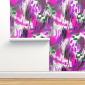 Abstract Digital Painting in Magenta and Green