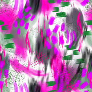 Abstract Digital Painting in Magenta and Green