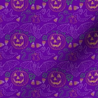 Trick or Treat stitches 3x3 purple