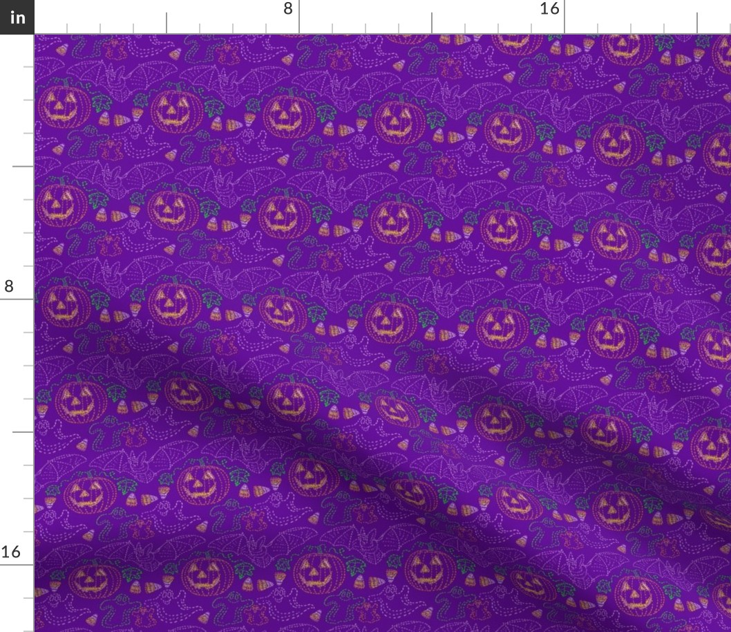 Trick or Treat stitches 3x3 purple