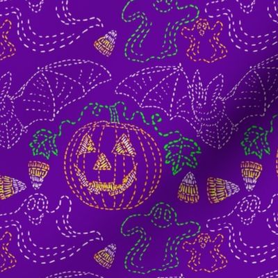 Trick or Treat Stitches 6x6 purple