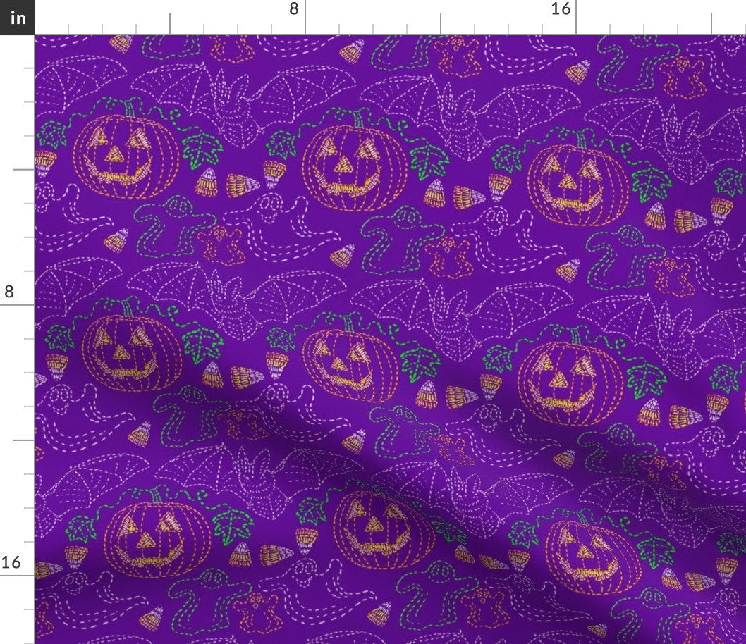 Trick or Treat Stitches 6x6 purple