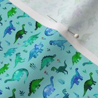 Turquoise Extra Tiny Dinos in Blue and Green