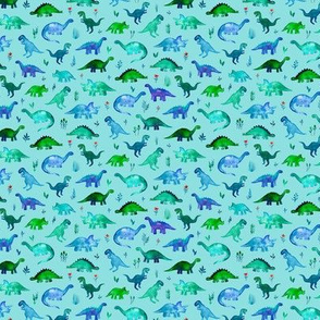 Turquoise Extra Tiny Dinos in Blue and Green