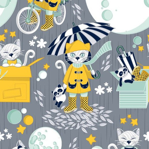 The cat who loves rainy nights // coloured yellow coat