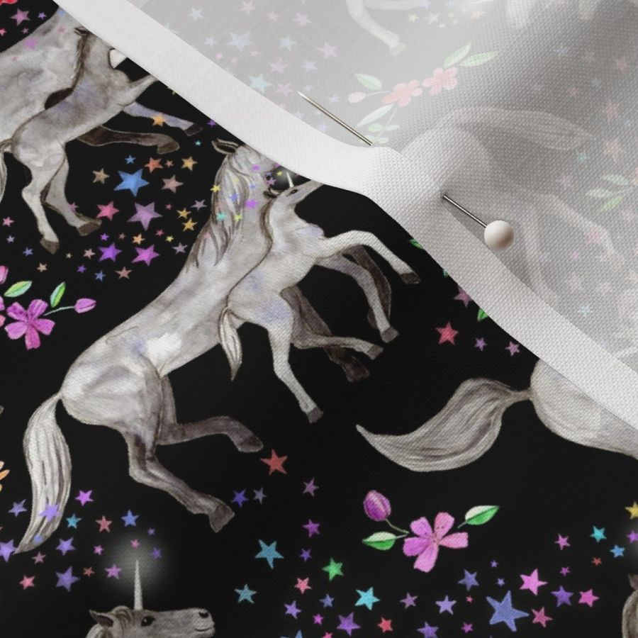 Tiny Unicorns and Stars on Black