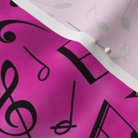 Scattered Music Notes on Pink