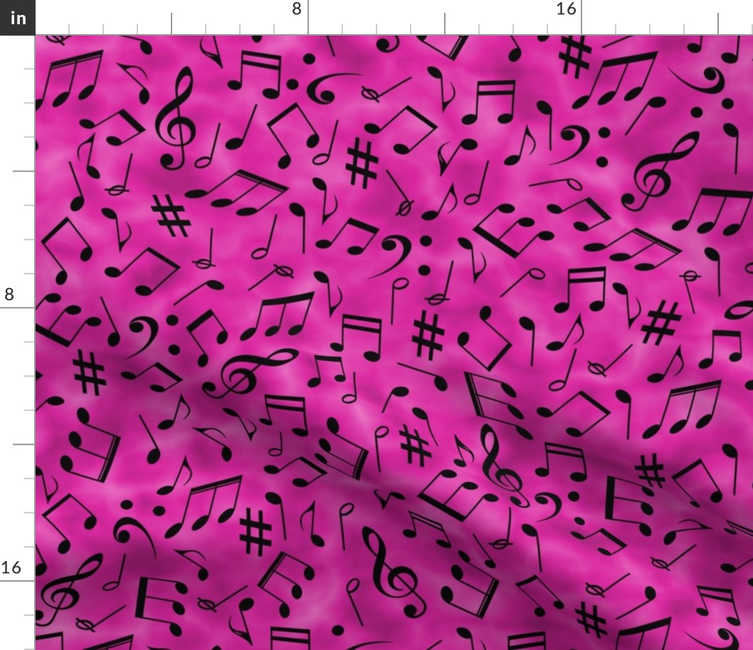 Scattered Music Notes on Pink