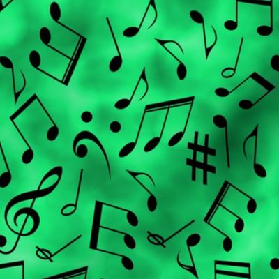 Scattered Music Notes on Green