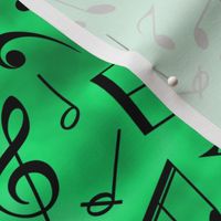 Scattered Music Notes on Green
