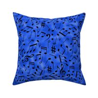 Scattered Music Notes on Blue