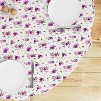 2” Purple Floral Cat Heads White