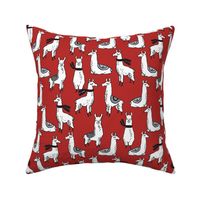 llamas fabric llama in scarf cute llama design - red