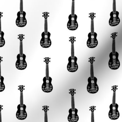 ukulele // musical instrument kids guitar fabric instruments music pattern black and white