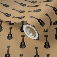 ukulele // musical instrument kids guitar fabric instruments music pattern brown