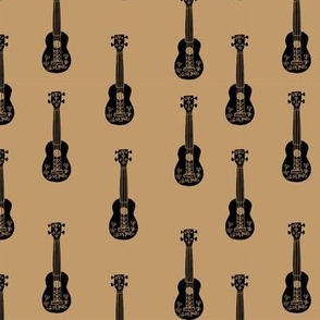 ukulele // musical instrument kids guitar fabric instruments music pattern brown