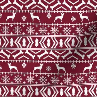 min pin fair isle silhouette christmas miniature doberman pinscher fabric pattern ruby