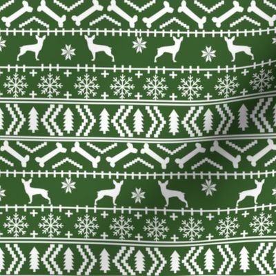 min pin fair isle silhouette christmas miniature doberman pinscher fabric pattern med green