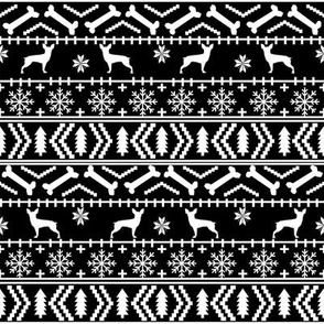 min pin fair isle silhouette christmas miniature doberman pinscher fabric pattern black and white