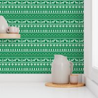 christmas deer fair isle traditional holiday fabric winter antlers green