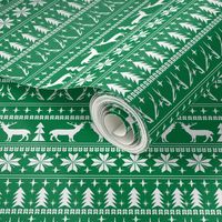 christmas deer fair isle traditional holiday fabric winter antlers green