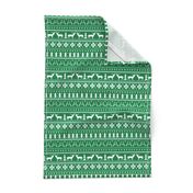 christmas deer fair isle traditional holiday fabric winter antlers green