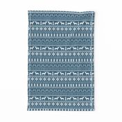 christmas deer fair isle traditional holiday fabric winter antlers blue white