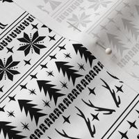 christmas deer fair isle traditional holiday fabric winter antlers black and white