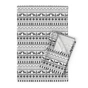 christmas deer fair isle traditional holiday fabric winter antlers black and white