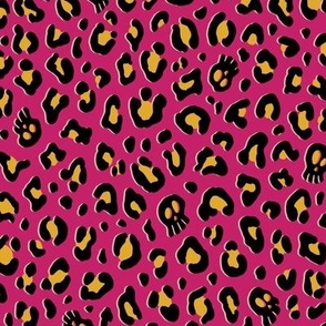 ★ SKULLS x LEOPARD ★ Hot Pink and Yellow - Medium-Small Scale / Collection : Leopard Spots variations – Punk Rock Animal Prints 3