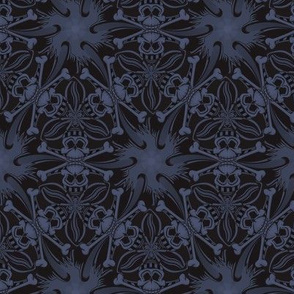 ★ SKULLS & STARS ★ Black & Denim Indigo Blue / Collection : Pirates Tessellations - Skull and Crossbones Prints