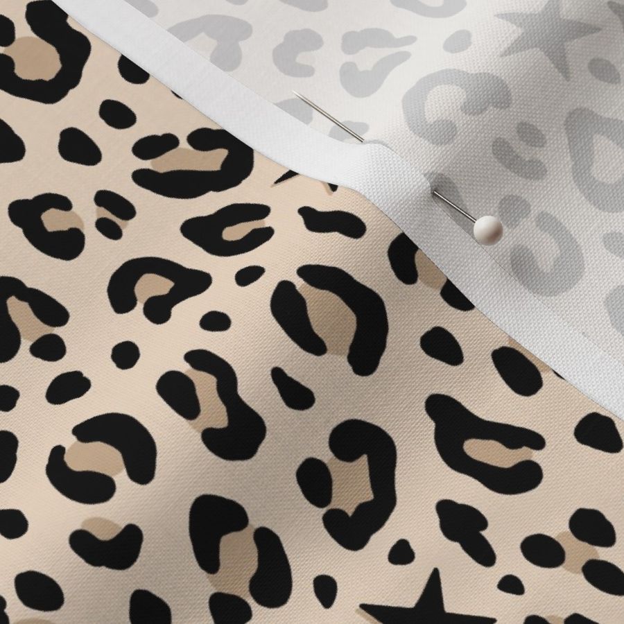 STARS x LEOPARD ★ Black and White | Spoonflower