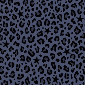 ★ STARS x LEOPARD ★ Brut Denim Blue - Small Scale / Collection : Leopard Spots variations – Punk Rock Animal Prints 3