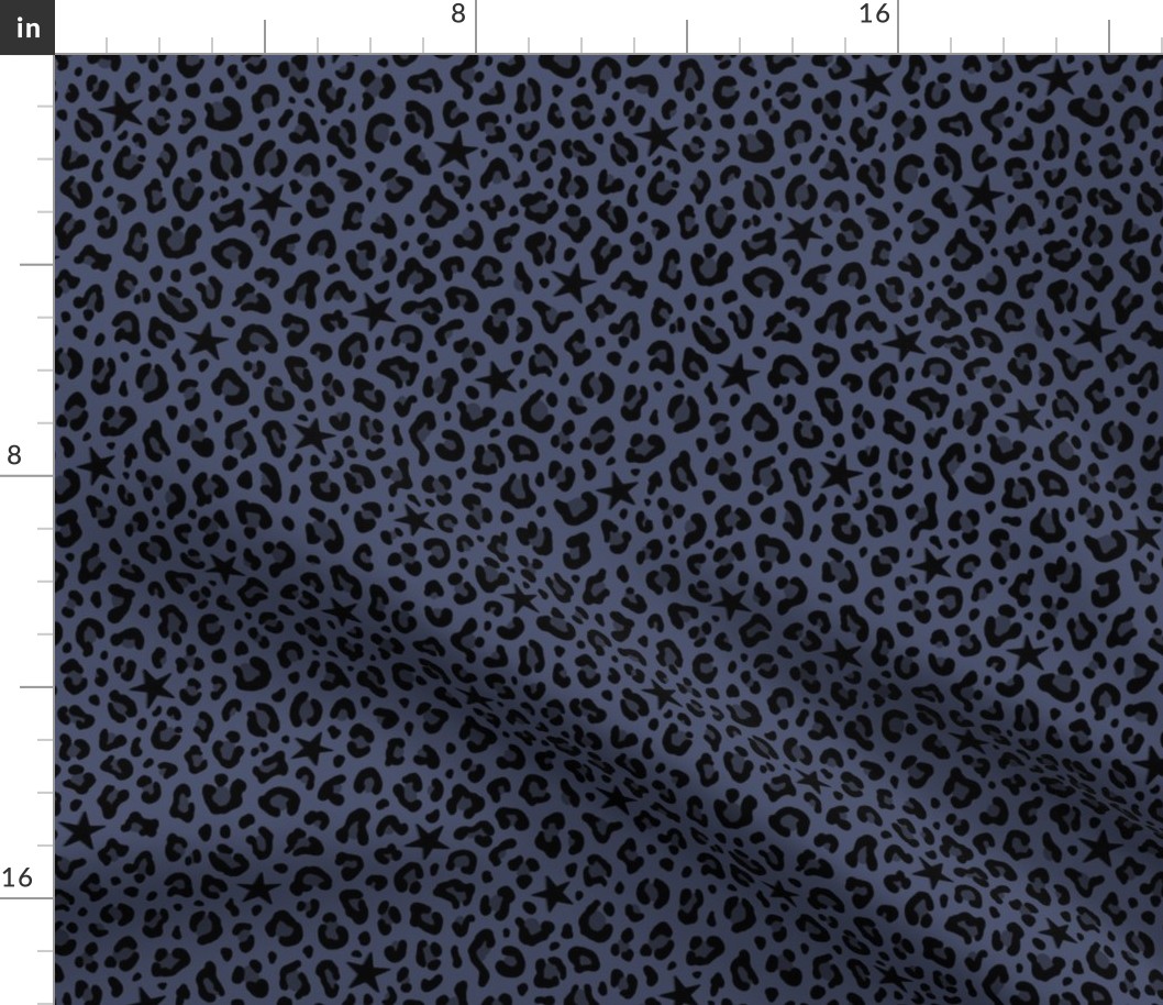 ★ STARS x LEOPARD ★ Brut Denim Blue - Small Scale / Collection : Leopard Spots variations – Punk Rock Animal Prints 3