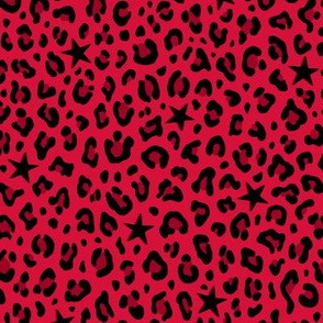 ★ STARS x LEOPARD ★ Cherry Red - Small Scale / Collection : Leopard Spots variations – Punk Rock Animal Prints 3